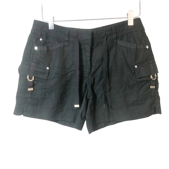 White House Black Market Pants - White House Black Market Linen Black Cargo Shorts Women's Size 4 Short
